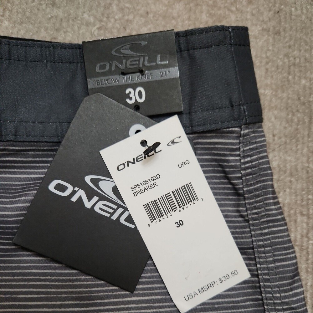 ONeill Boardshorts Breaker Mens 30 Gray Orange Swim Trunks Pocket Below Knee NEW - Picture 4 of 8